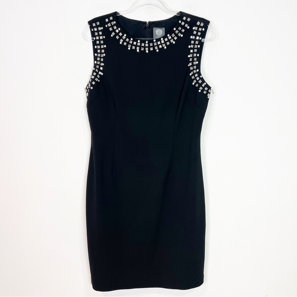VINCE CAMUTO BLACK SLEEVELESS COCKTAIL DRESS WITH RHINESTONES WOMENS SZ 12 - Picture 5 of 5